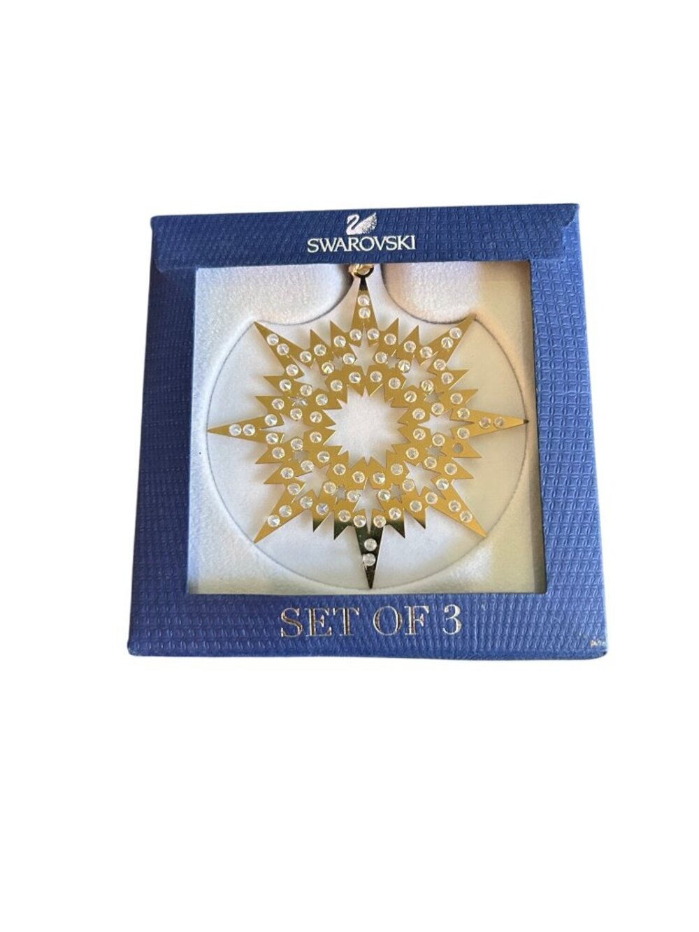 Swarovski Crystal Golden Star Ornament Set Of 3 In Original Box Elegant Holiday